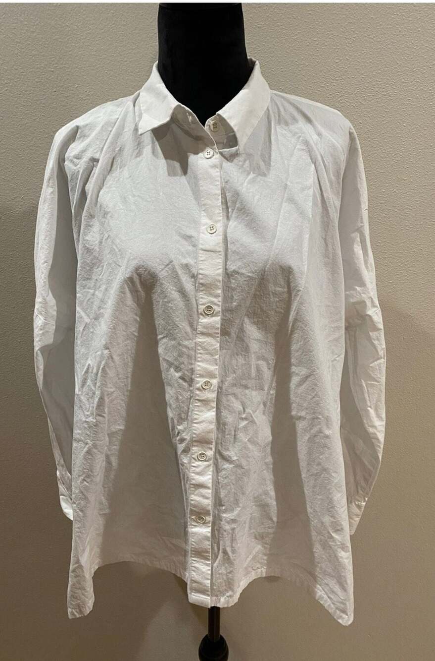 ROUCHA Taua Oversized White Cotton Poplin Button Down Top